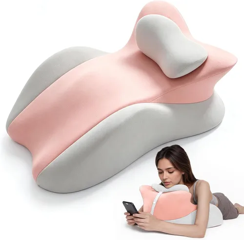 Vista 11 de cjc Almohada de cuña de espuma viscoelástica, almohada de lectura ergonómica para cama de dormir, almohada propensa para dolor de espalda con Negro