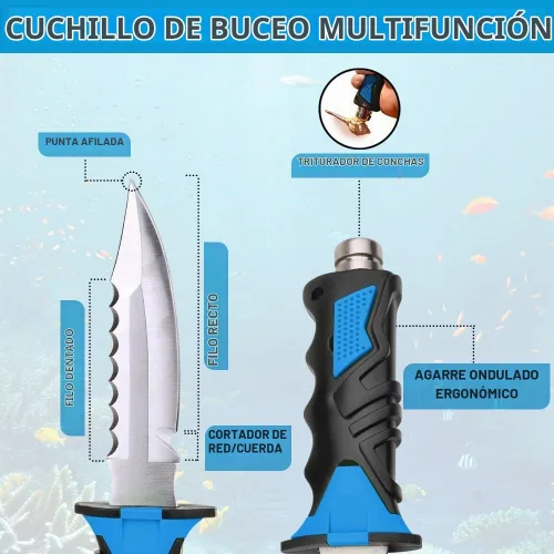 Vista 3 de Comfecto Cuchillo de buceo con funda y correa para la pierna