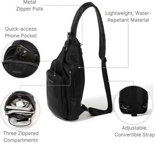 Vista 3 de Baggallini Central Park Sling - Bolso cruzado de 12 x 7 pulgadas con correa ajustable convertible para el hombro