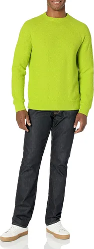 Vista 4 de Tienda Essentials Suéter de cuello redondo de gran tamaño para hombre, texturizado, algodón