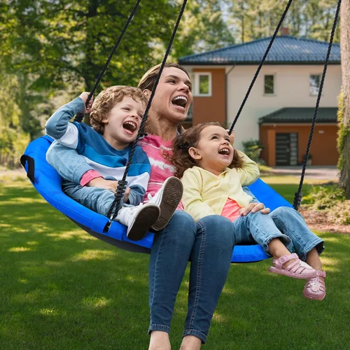 Vista 6 de Trekassy Columpio de árbol de platillo de 700 libras de 40 pulgadas para niños y adultos, textileno al aire libre con 2 correas para colgar