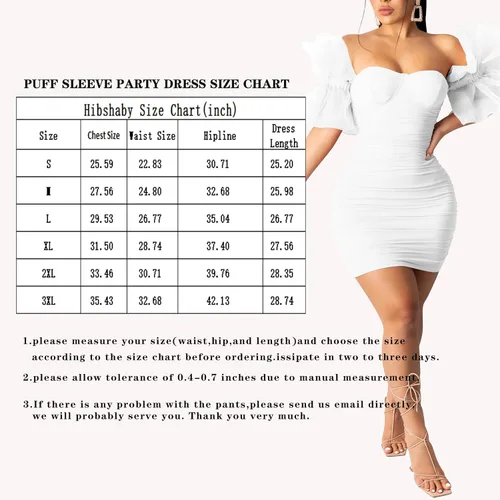 Vista 7 de hibshaby - Vestido sexi ajustado para mujer, mangas abullonadas, para cóctel, fiesta de noche, vestidos cortos elegantes