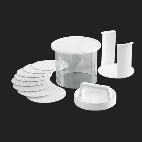Vista 2 de Mr. Bar-B-Q Hamburger Press Patty Maker - Molde de hamburguesa antiadherente con contenedor de almacenamiento para congelador, juego de 12 piezas