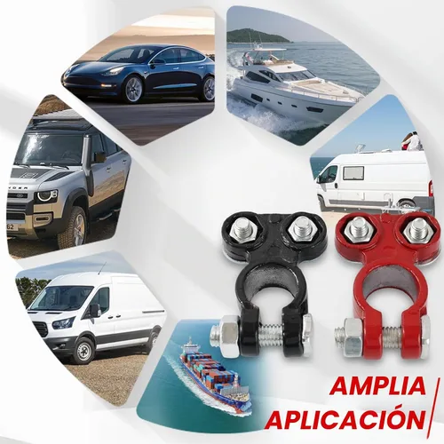 Vista 7 de Terminal de cable de la batería del coche, abrazaderas de conectores de poste superior con arandelas de fibra de fieltro anticorrosión, resistencia