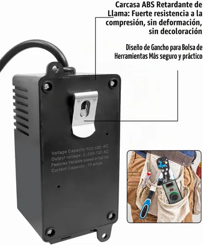 Vista 6 de Regulador de voltaje variable del regulador de velocidad del motor de CA 120V con pantalla LED Router Fan Speed Controller, Overload Protection
