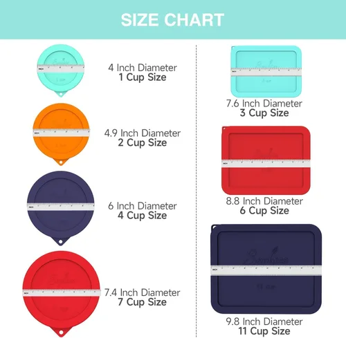 Vista 7 de SOPHICO Tapas de repuesto de silicona rectangular de 3 tazas para vidrio MINT - 2 PACK