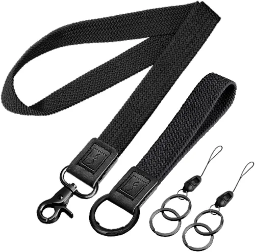 Vista 28 de Fishent Llavero elástico, bonito llavero de pulsera, cordón de muñeca tejido mejorado para llaves, llaveros para mujeres y hombres, llaves