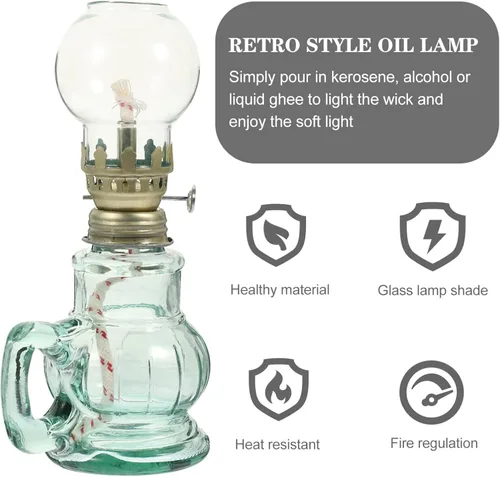 Vista 3 de Lámpara de queroseno para interiores, lámpara de aceite de queroseno, luz de aceite única, lámpara de aceite retro, lámpara de aceite de queroseno