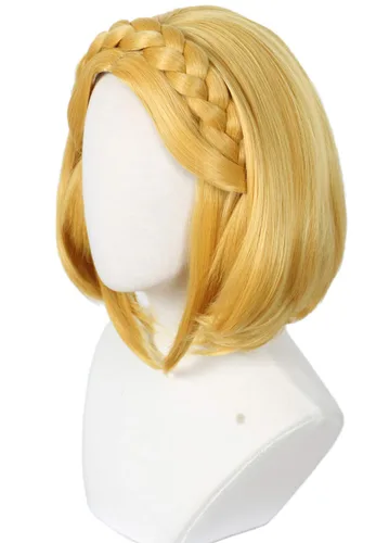 Vista 10 de Linfairy Peluca larga rubia para mujer, pelucas de cosplay de Halloween con 2 orejas de elfo