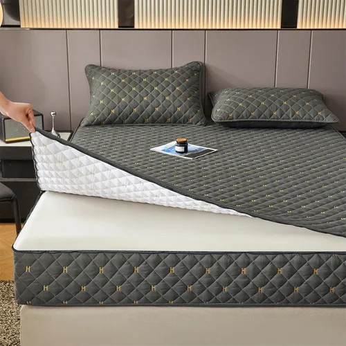 Vista 2 de Zippered Full Mattress Encasement, 6-Sided Dustproof Cover Gris Oscuro