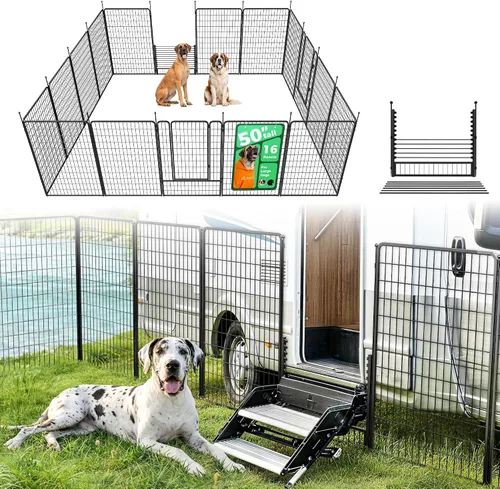 Vista 21 de FXW Rollick - Corralito para perros para patio, campamento con casa rodante, patentado, 24 pulgadas, 2 paneles Fácil instalación, resistente