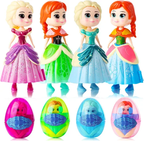 Vista 8 de xutengy Paquete de 4 rellenos esenciales para cesta de Pascua, huevos de princesa, juguetes de deformación prellenados para niños y niñas