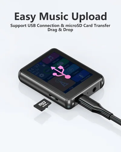 Vista 7 de Reproductor de MP3 de 64 GB Bluetooth 5.3 Pantalla táctil Reproductor de música Reproductor de mp4 portátil con altavoces de alta fidelidad Calidad
