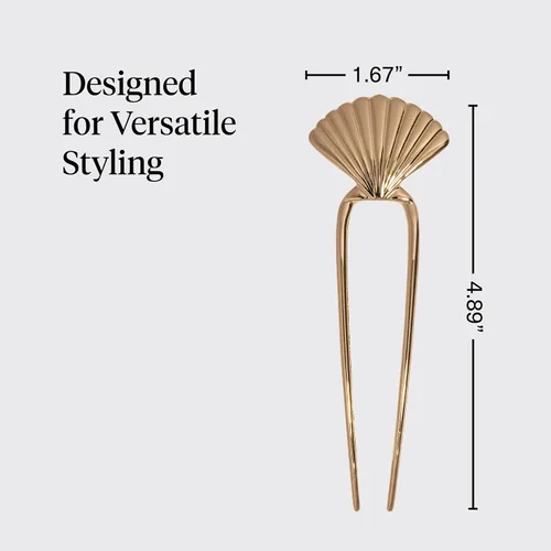 Vista 5 de Kitsch Horquilla francesa para mujer, accesorios para el cabello dorado con Concha de almeja