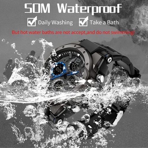 Vista 6 de findtime Relojes militares para hombre, reloj deportivo para hombre, táctico, resistente al agua, digital, deportivo, trabajo, analógico