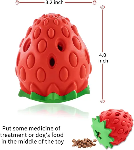 Vista 6 de Askhald Juguete masticable con sabor a fresa para masticadores agresivos, cepillo de dientes para perros, juguete interactivo para perros pequeños