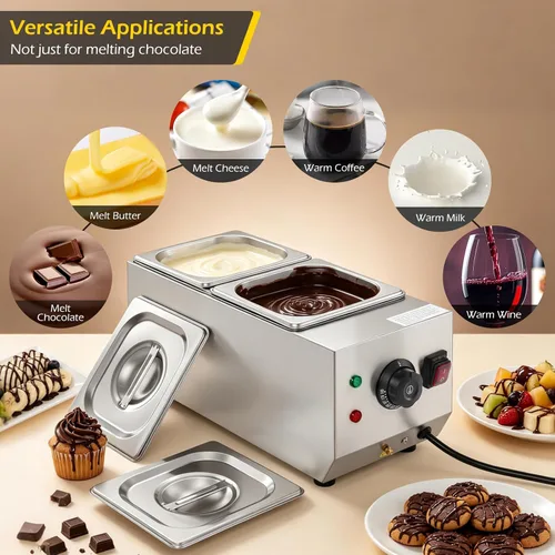 Vista 7 de Dyna-Living - Olla de chocolate para derretir 2 tanques de chocolate 1000W Chocolate Melter Pot for Melting Chocolate Candy, Electric Chocolate