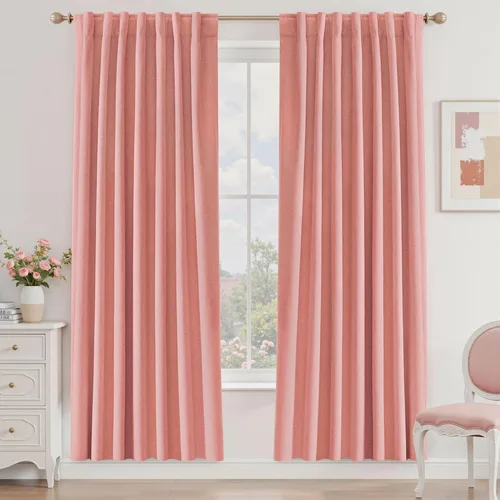 Vista 103 de UHITECH Cortinas cortas de lino de 24 pulgadas de largo para ventanas pequeñas de granja, cortinas opacas modernas para sala de estar, pestañas