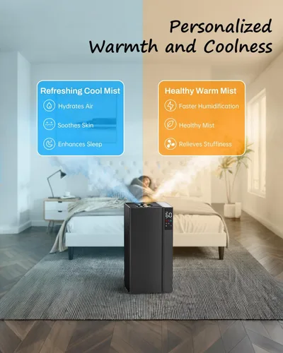 Vista 5 de Mifasol Humidificador de habitación grande para el hogar, 5.3 galones/20 litros, humidificadores de niebla cálida y fría, humidifica rápida