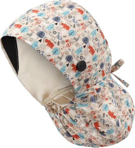 Vista 23 de QBA Gorra de trabajo ajustable con botón, gorro forrado de satén, gorro de trabajo de algodón, banda elástica para atar en la espalda, unisex