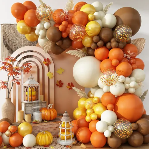 Vista 15 de Kit de arco de guirnalda de globos de Halloween, 116 piezas de arco de globos naranja y negro blanco, globos de papel de aluminio con estrella