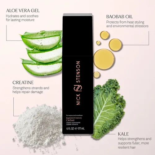 Vista 8 de Crema suavizante – para cabello rebelde – Repara, suaviza, fortalece, mantiene el brillo durante 2 – 3 días – Vegana y segura para el color – 6 onzas