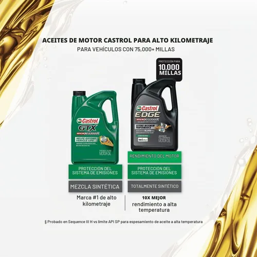 Vista 4 de Castrol Edge High Mileage 10W-30 Aceite de motor sintético completo avanzado, 1 cuarto de galón, paquete de 2