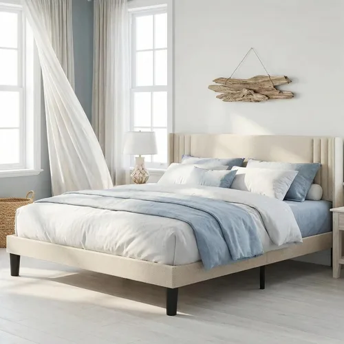 Vista 4 de Gizoon Base de cama matrimonial con cabecera con respaldo de ala, cama