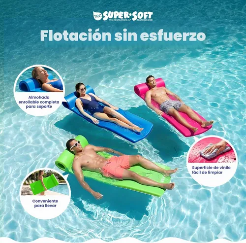 Vista 4 de TRC Recreation Foam Swimming Pool Float, Floating Water Lounger, Splash 1.25” Blanco