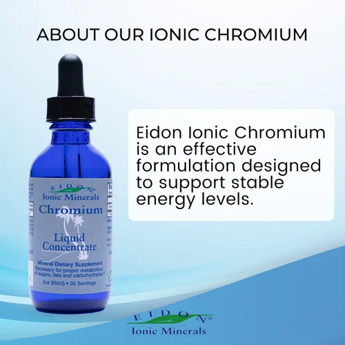 Vista 4 de Eidon Ionic Minerals Concentrado líquido de cromo, gotas de suplemento de cromo iónico, soporta niveles de energía estables, totalmente natural, sin