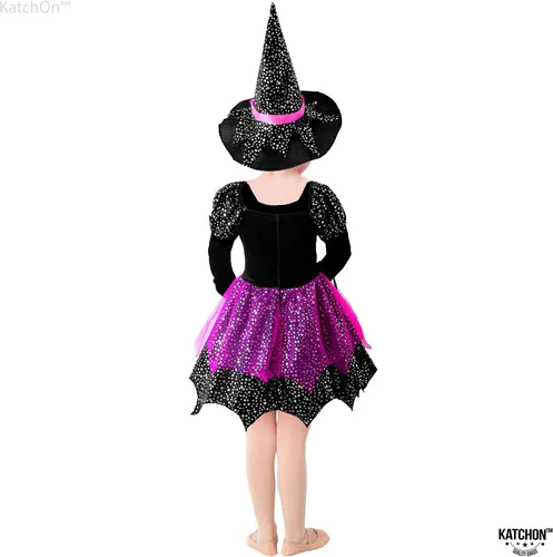 Vista 2 de Katchon, Black and Purple Witch Costume for Girls - Halloween Costumes for Kids Girls Witch Costume for Halloween Cosplay