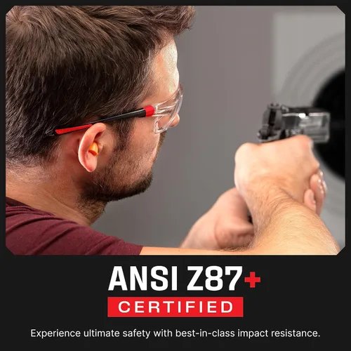 Vista 5 de NoCry Gafas de seguridad transparentes para hombres y mujeres; gafas de trabajo ligeras con brazos ajustables y agarres antideslizantes y lentes