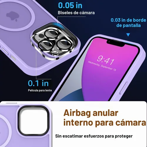 Vista 5 de MOCCA - Funda magnética a prueba de golpes para iPhone 13 Pro Max, color púrpura claro (A-Light Purple)