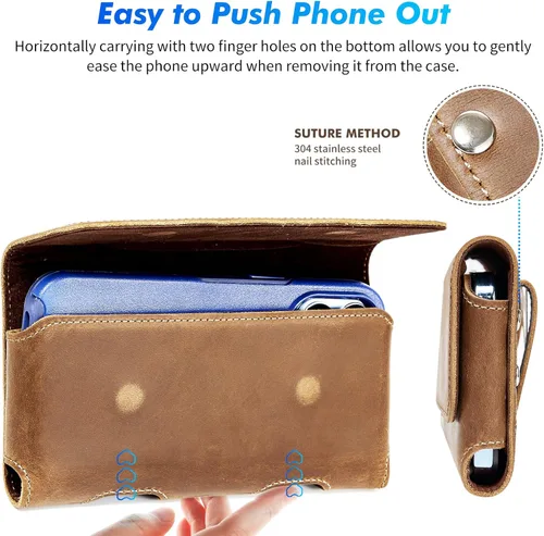 Vista 2 de Mopaclle Funda de cuero genuino para iPhone 15 Pro Max 14 Pro Max 13 Pro Max 12 Pro Max 11 Pro Max S23 Plus S24 Plus S21 FE funda para teléfono
