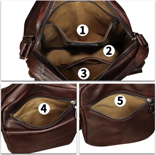 Vista 7 de Bolso de mensajero de cuero genuino para hombre, bolso cruzado de hombro, bolso vintage para hombre
