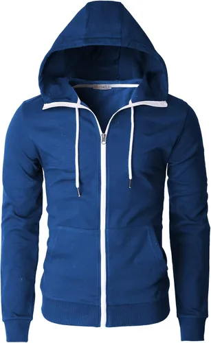 Vista 24 de H2H Sudadera con capucha y cremallera para hombre, ligera, de manga larga, básica, ajustada, de algodón, con bolsillo Cmohol048-gris