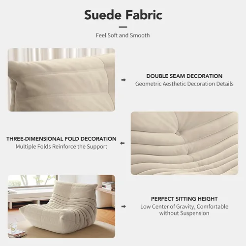 Vista 4 de Puf Togo sin comprimir de alta gama para adultos, sofá de espuma viscoelástica con tela suave, cómodo sillón de sala junto a la chimenea para sala