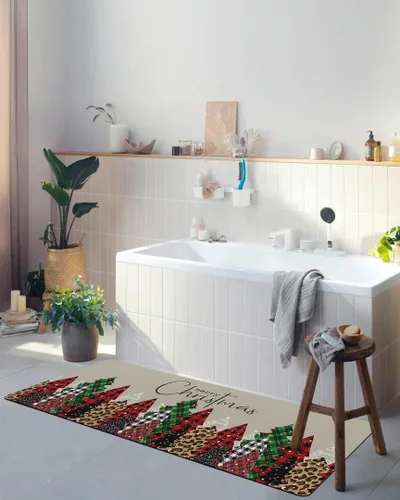 Vista 4 de Tapete de baño de Feliz Navidad, antideslizante, de secado rápido y absorbente, tierra de diatomeas, fregadero, dormitorio, cocina, tapete lavable