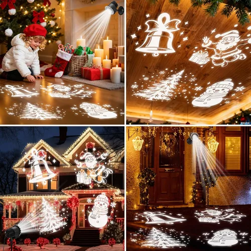 Vista 4 de Proyector de luces de Navidad para exteriores, proyector de luz de Navidad dinámico 3D luces de Navidad para exteriores, iluminación decorativa