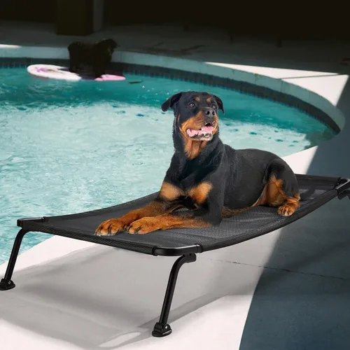 Vista 7 de Veehoo Cama elevada para perros para exteriores, cama elevada para perros de enfriamiento XL, portátil, impermeable, curvada, para exteriores, hasta