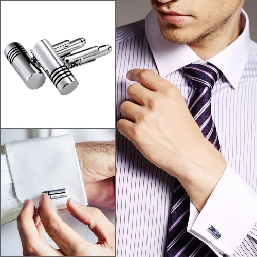 Vista 3 de Lictin Men's Cufflinks Cuff Links for Men, Stainless Steel Tuxedo Shirt Cuff Links Set