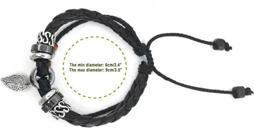 Vista 17 de Suyi brazalete ajustable con varias capas, de cuero tejido trenzado con cruz. Pulsera tipo esclava.
