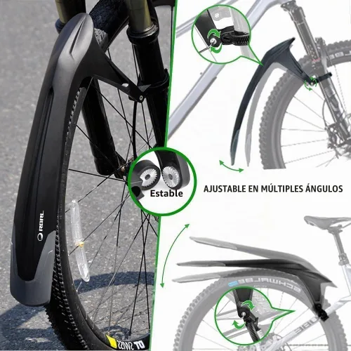 Vista 6 de RBRL Juego de guardabarros de bicicleta ajustable, protector de barro de MTB, grueso y ensanchado, guardabarros universales de bicicleta de 26 a 29