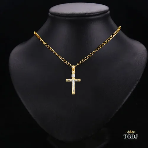 Vista 3 de Colgante religioso de cruz de crucifijo de oro de 14 quilates, 1.220 x 0.787 in, con dije de crucifijo de oro real, gran regalo para hombres