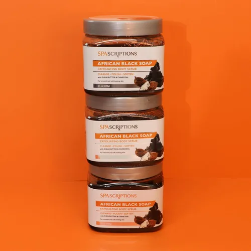 Vista 7 de SpaScriptions African Black Soap Sugar Scrub - Exfoliante corporal desintoxicante con manteca de karité y carbón, ideal para pieles grasas