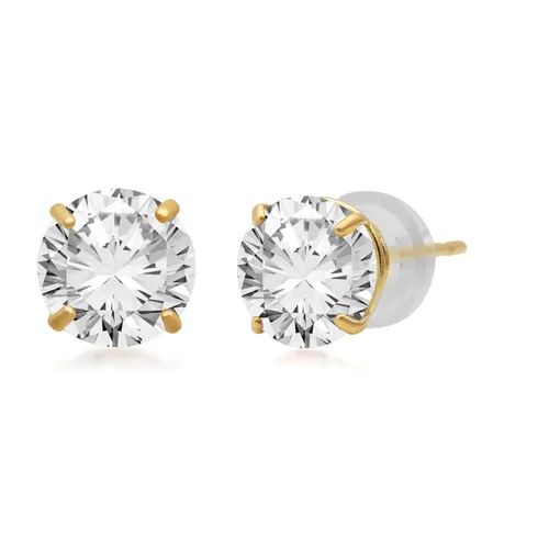 Vista 7 de Aretes con pasador de oro de 10 quilates con circonio Swarovski (1 ct), oro amarillo, Amarillo, 6456910YZZSTD
