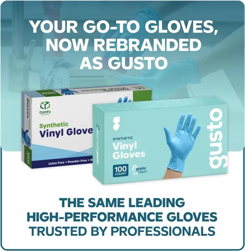 Vista 2 de Comfy Package Guantes de plástico desechables de mezcla de vinilo sintético no estériles, sin polvo ni látex