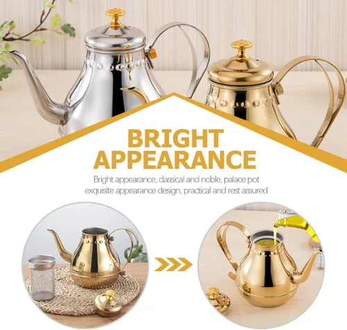 Vista 6 de Hervidor de cuello de cisne de acero inoxidable, hervidor de té dorado de cuello de cisne de 1.8 L, hervidor de té para estufa, tetera pequeña