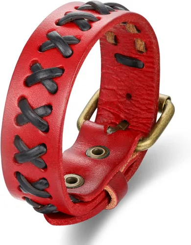 Vista 6 de Pulsera de cuero para hombre entrelazada con cuero negro, cierre de hebilla, estilo fresco