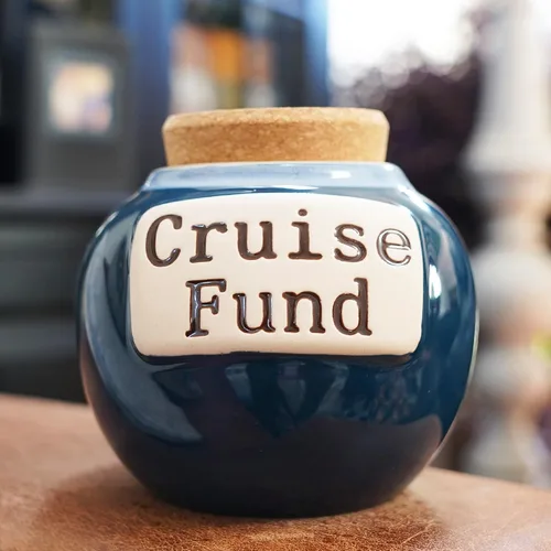 Vista 7 de Tarro de vacaciones de crucero de cerámica - alcancía para adultos, tarro de dinero de vacaciones, caja de ahorros de aventura